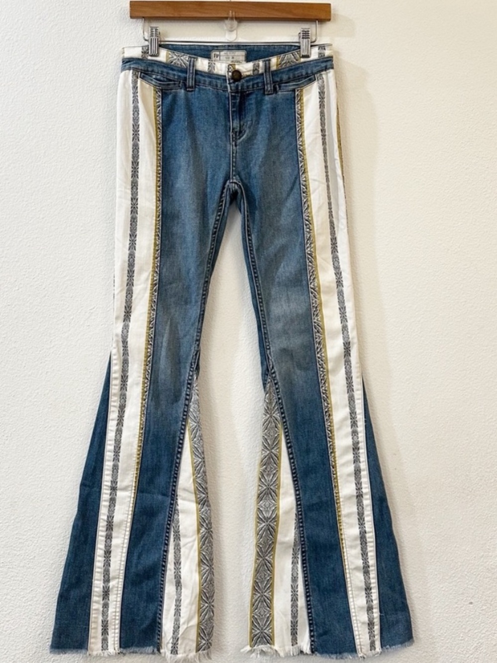 Free People Danica low rise flat jeans with patchwork details - Picture 3 of 9